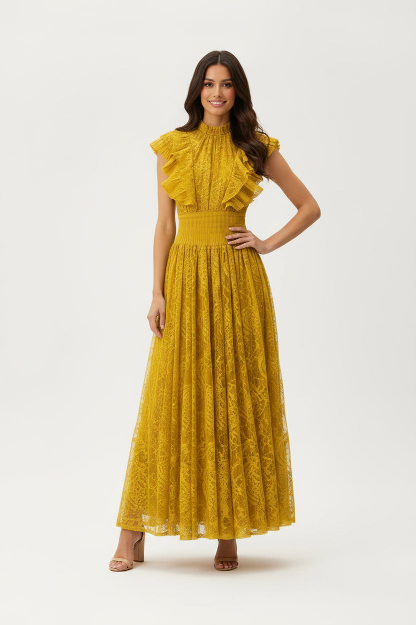 The Seraphina Ruffled Lace Maxi