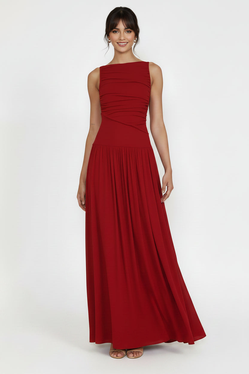 Ruched Sleeveless Maxi Dress
