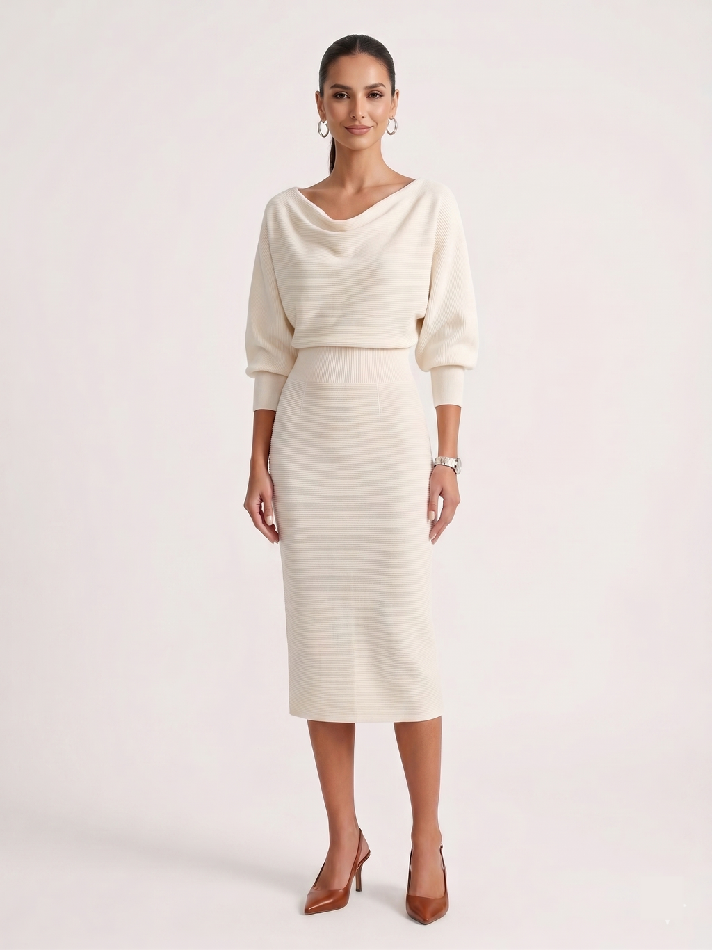 The Clara Cowl Neck Knit Dress