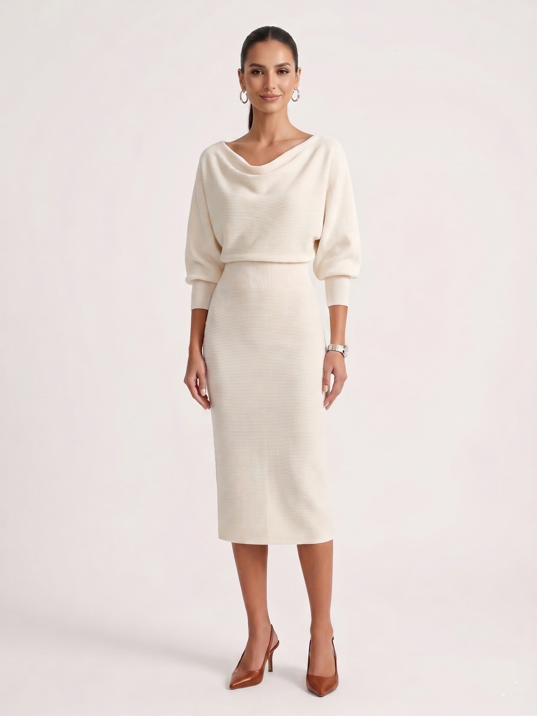 The Clara Cowl Neck Knit Dress