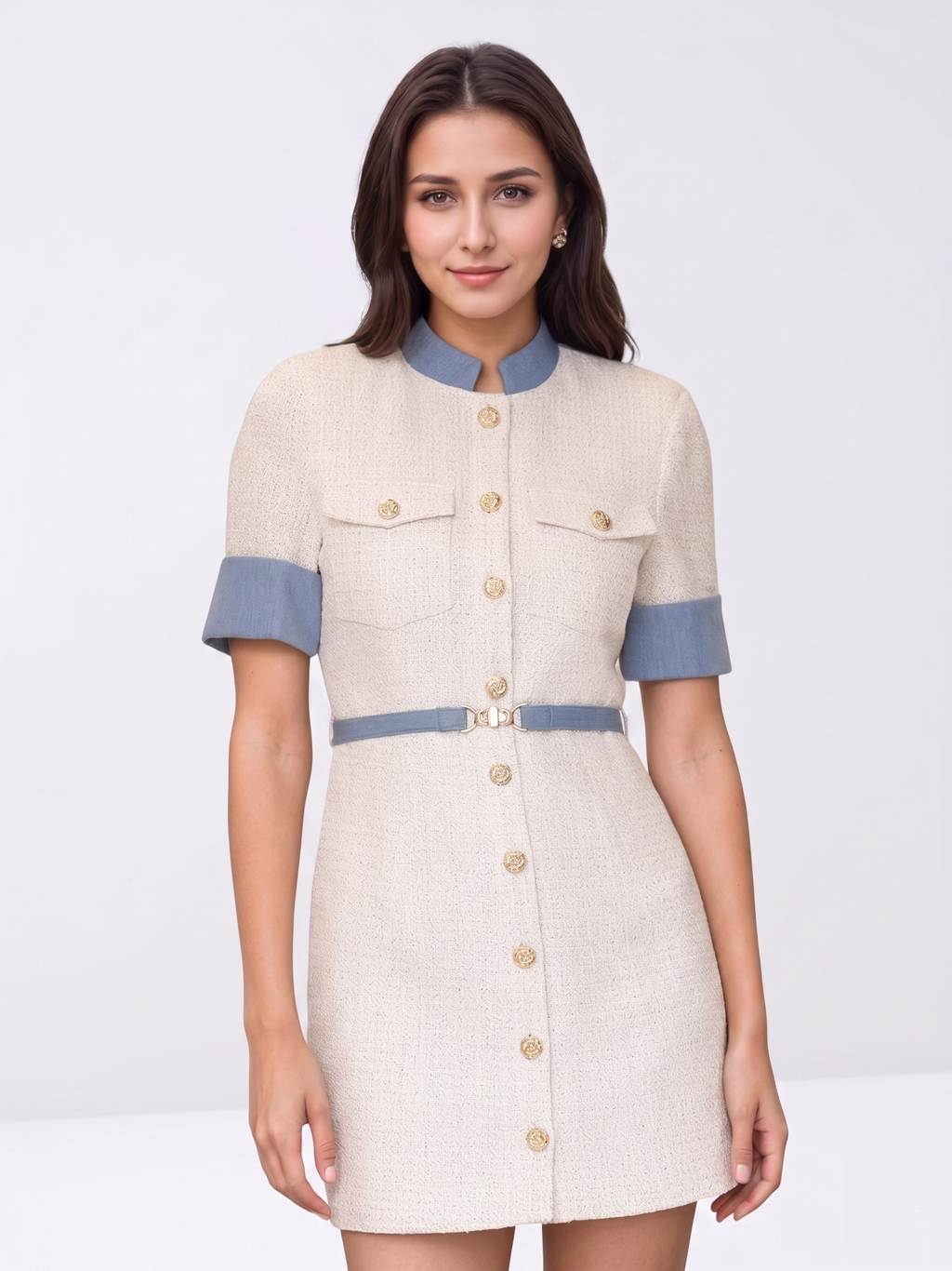 The Beatrice Contrast Stitch Mini Dress