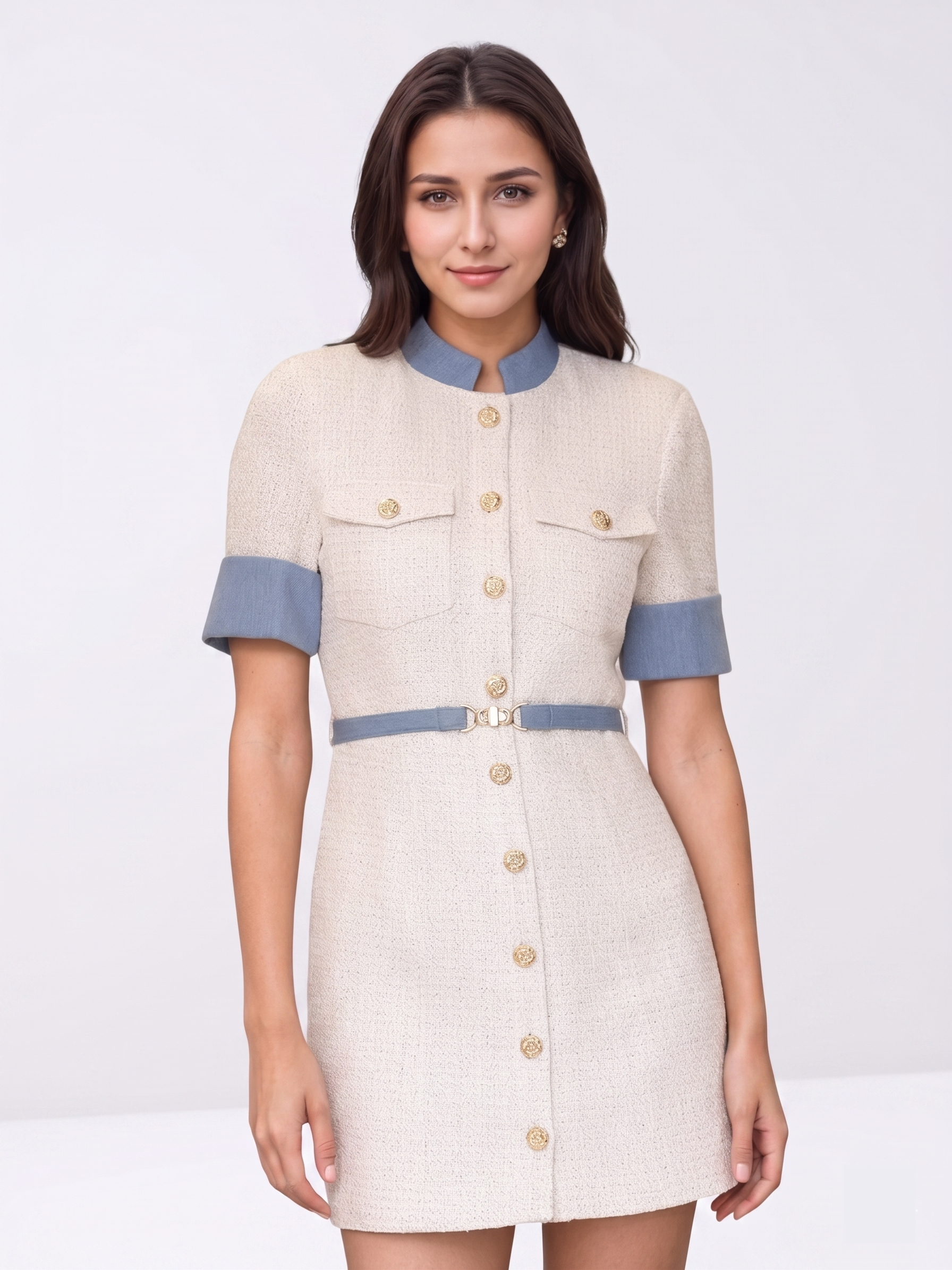 The Beatrice Contrast Stitch Mini Dress