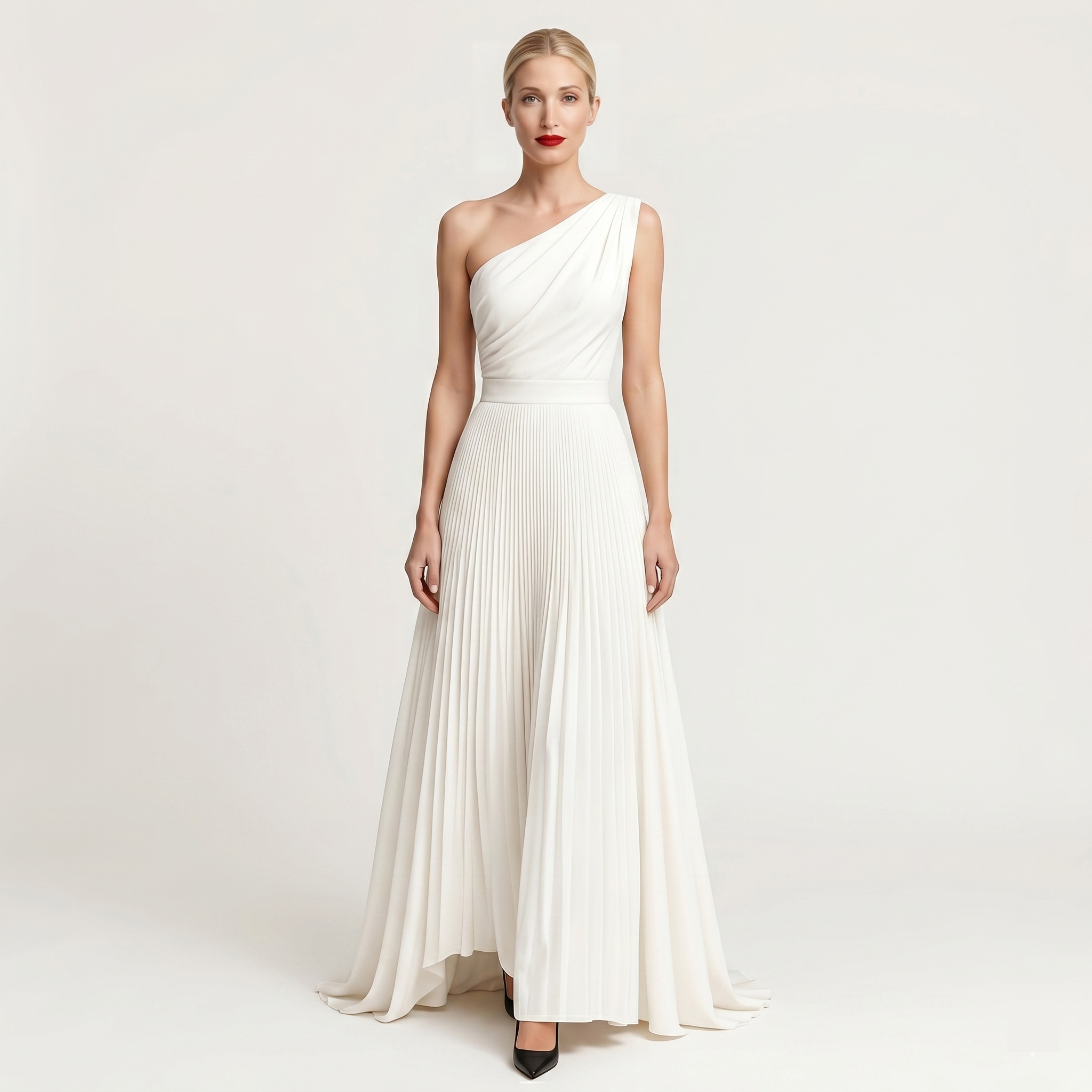 The Aurora One-Shoulder Pleated Gown