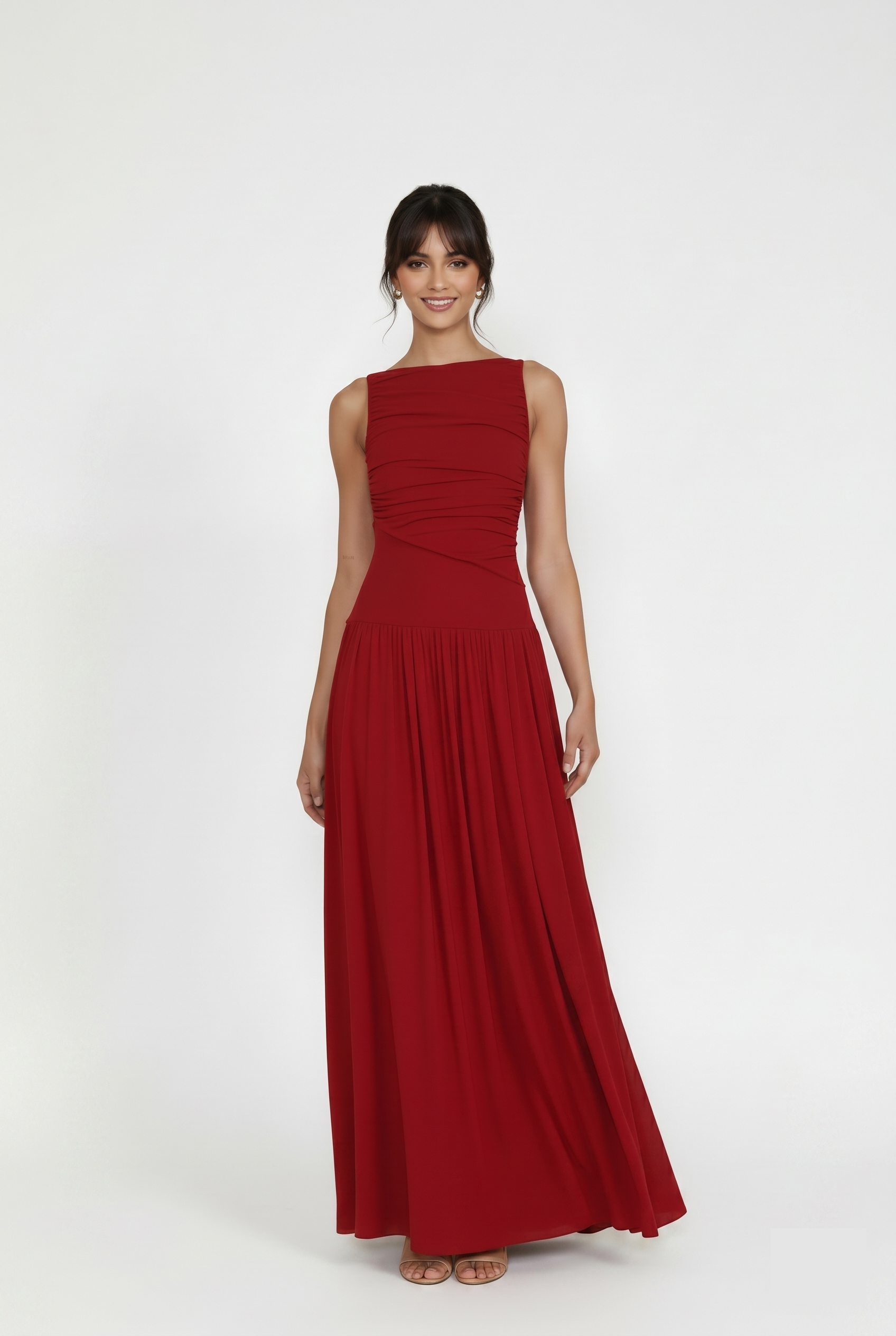 Ruched Sleeveless Maxi Dress