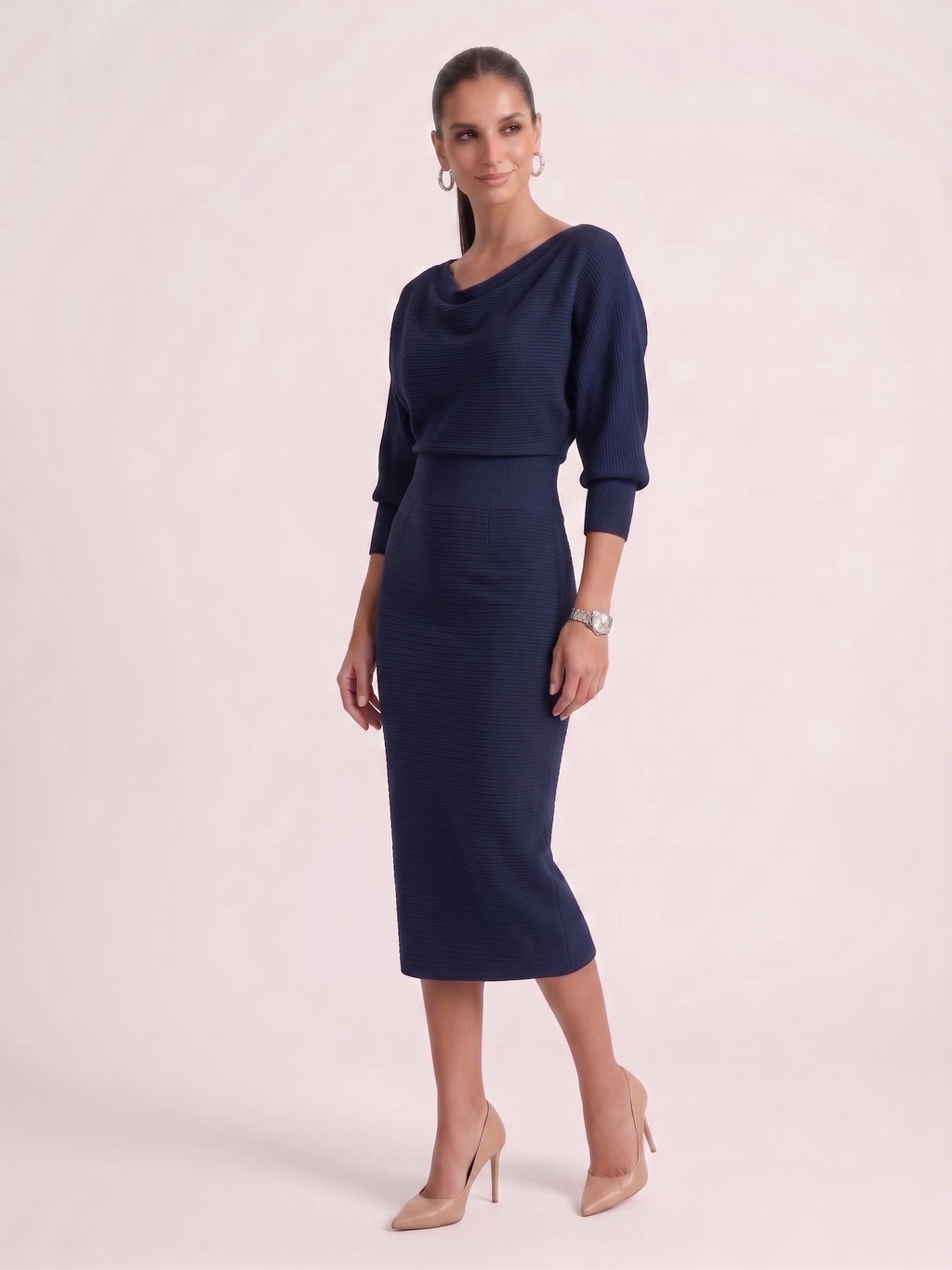 The Clara Cowl Neck Knit Dress