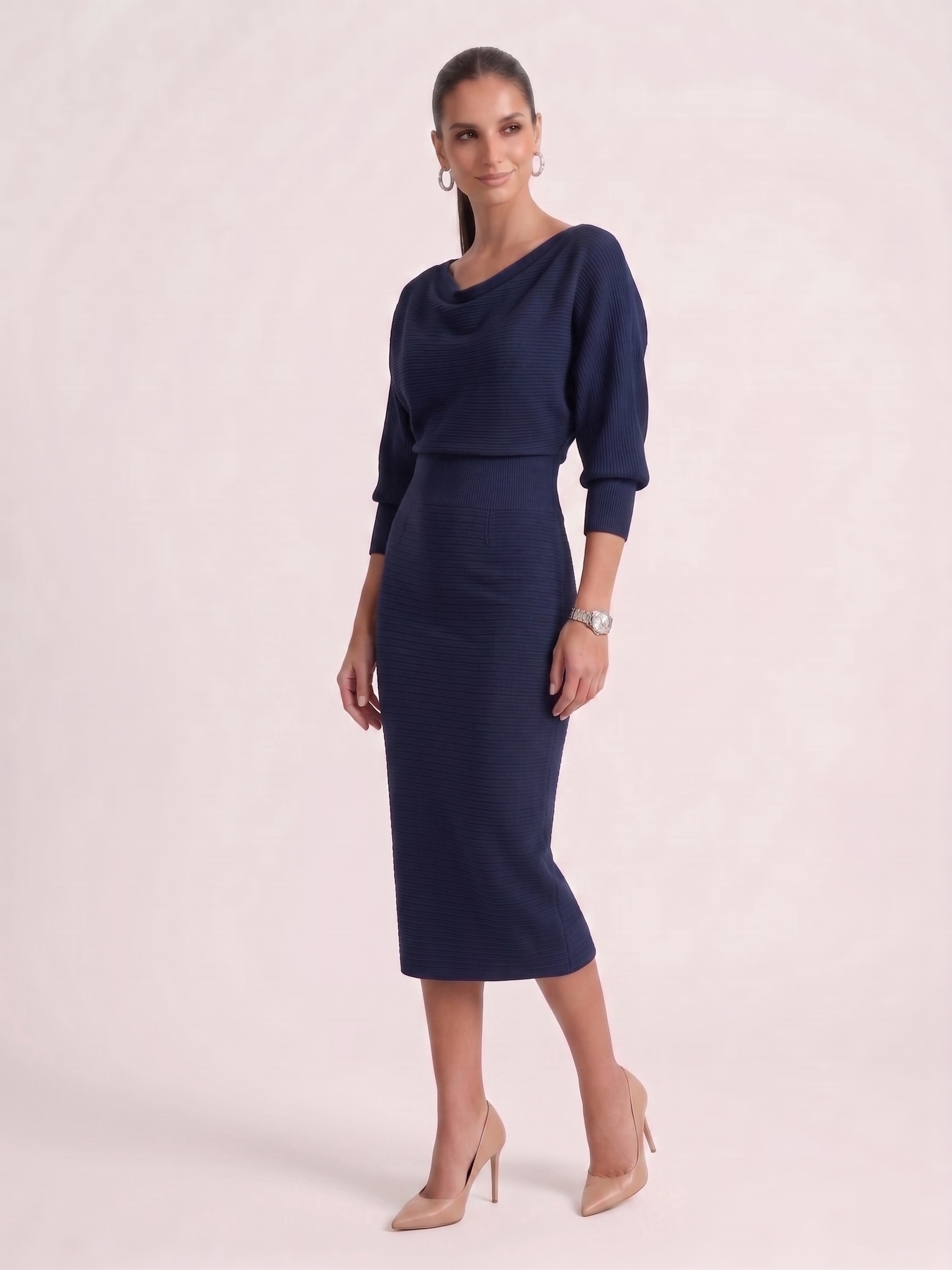 The Clara Cowl Neck Knit Dress