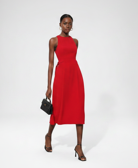 The Avery Mock-Neck Midi Dress