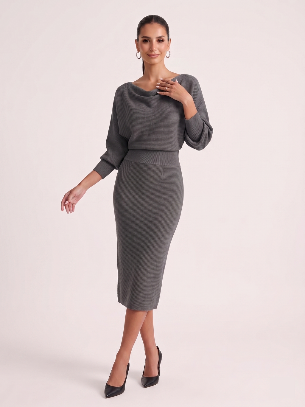 The Clara Cowl Neck Knit Dress