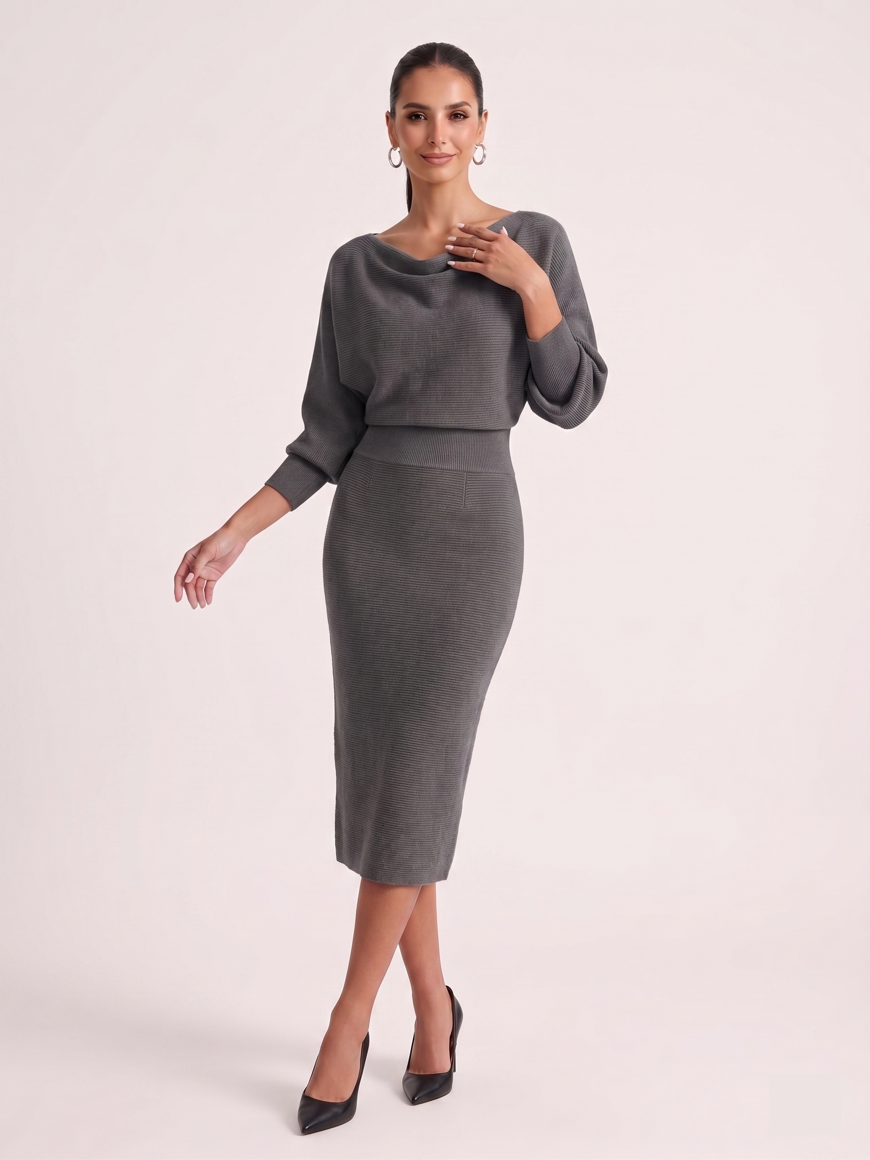 The Clara Cowl Neck Knit Dress