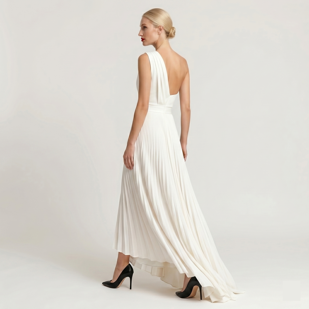 The Aurora One-Shoulder Pleated Gown