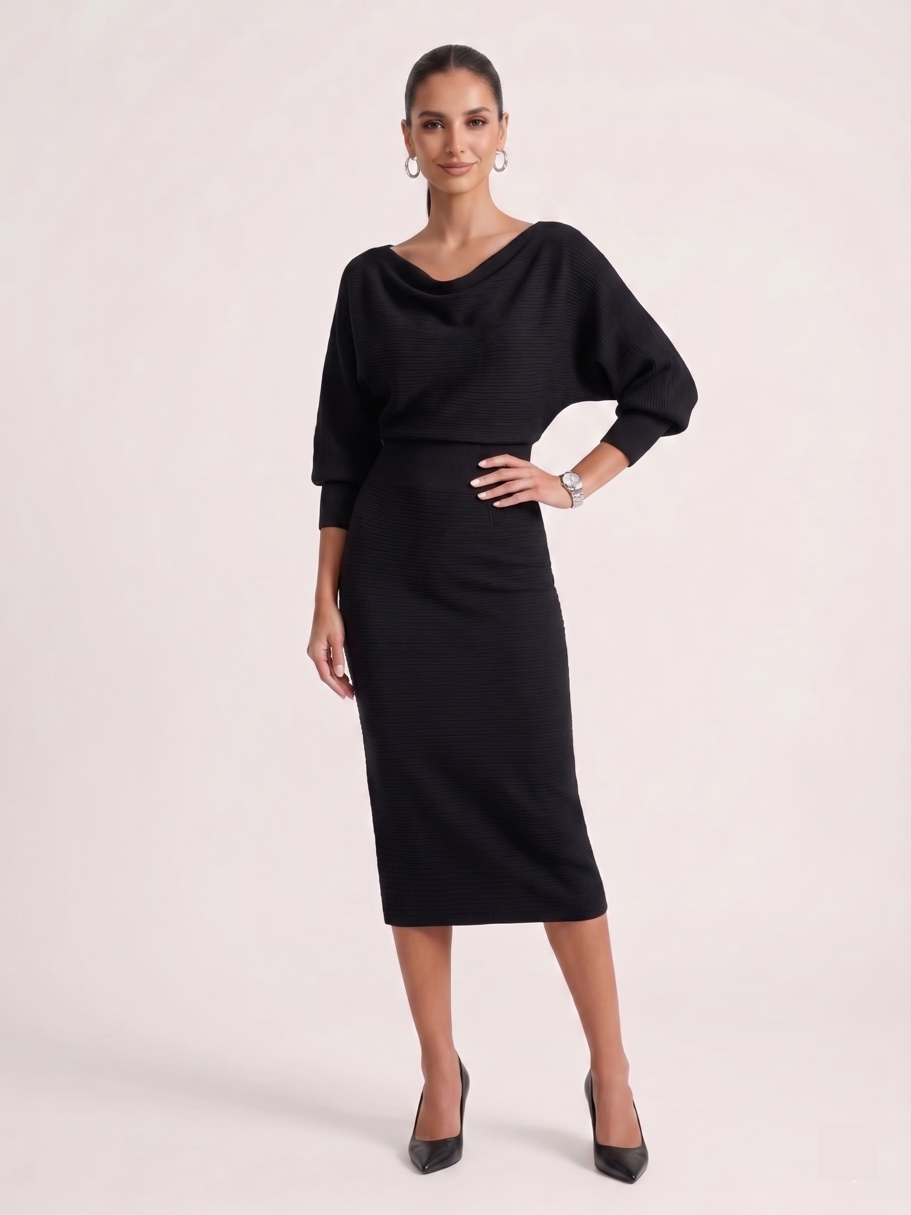 The Clara Cowl Neck Knit Dress