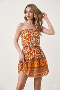 Boho Chic Strapless Ruffle Mini Dress