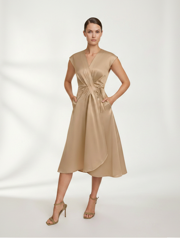 The Linden Satin Wrap Dress