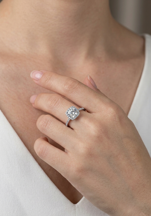Aurelia 1ct Cushion Cut Solitaire Silver Ring